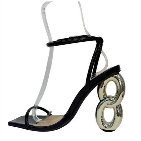 LILIANA / Duet-2 / Black / Patent Leather /  Heeled / Sandals /  With Unique - Picture 3 of 7